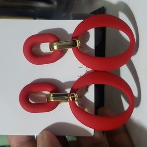 1 Pair Punk Acrylic Colorful Big Hoop Earrings For Women RED Color
